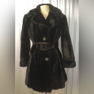 Vintage Mincara Russel Taylor Faux Fur Luxury Mink Coat Brown Women's S/M